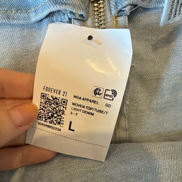 Forever 21 NWT denim frayed western crop top tube top large - Picture 4 of 8